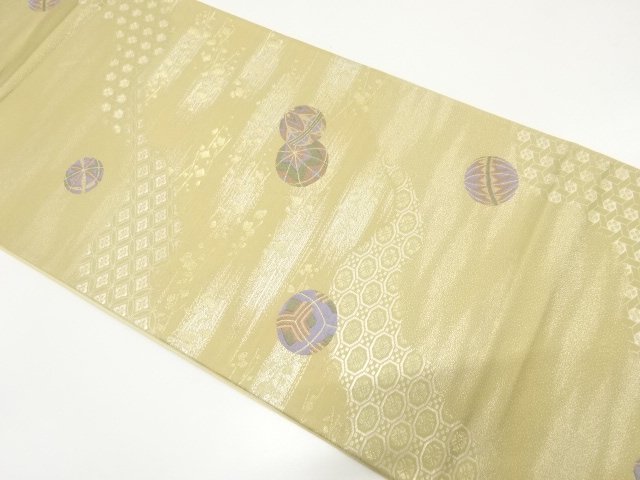 毬に箔散らし・古典柄織り出し　袋帯